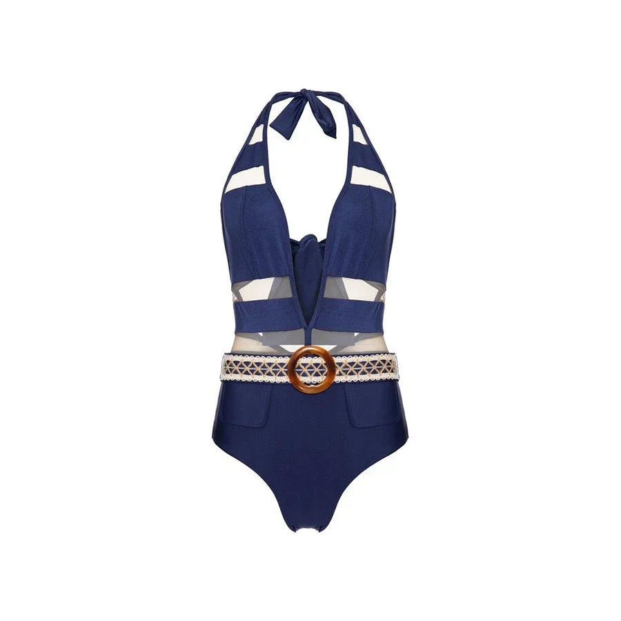 Maillot de bain avec découpes et boucle centrale